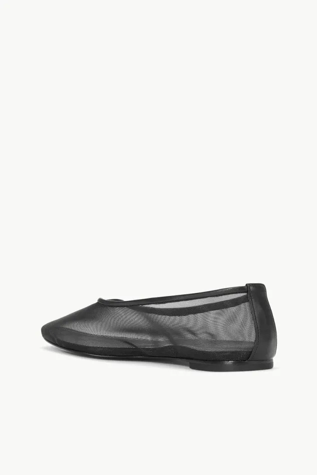 STAUD Mules and Flats ALBA BALLET FLAT Black Mesh 8211 Women
