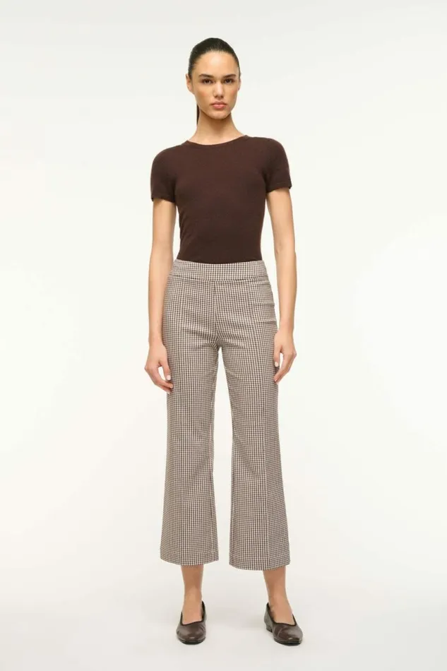 STAUD Pants and Shorts KNACK PANT Dark Chocolate Micro Check 8211 Women