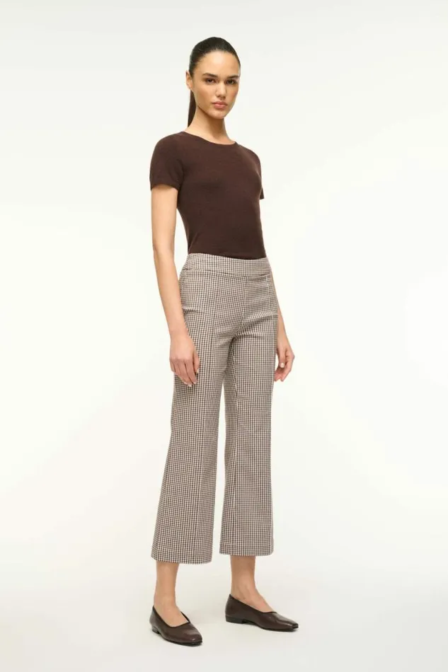 STAUD Pants and Shorts KNACK PANT Dark Chocolate Micro Check 8211 Women STAUD Pants and Shorts KNACK PANT Dark Chocolate Micro Check 8211 Women