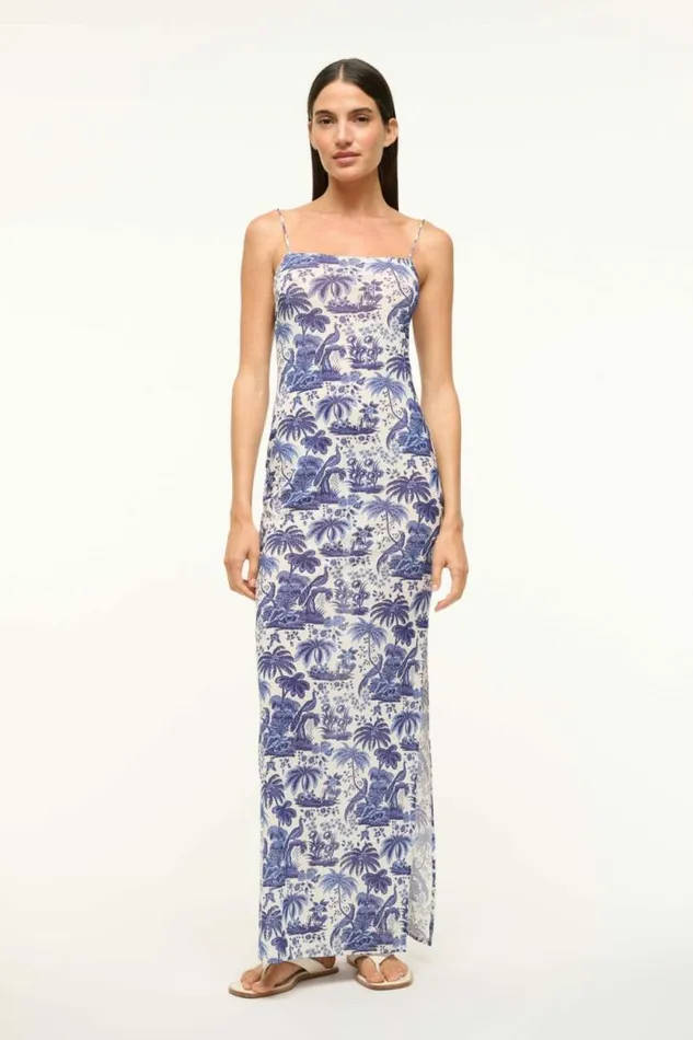 STAUD Swim HASTINGS COVERUP DRESS Blue Toile 8211 Women