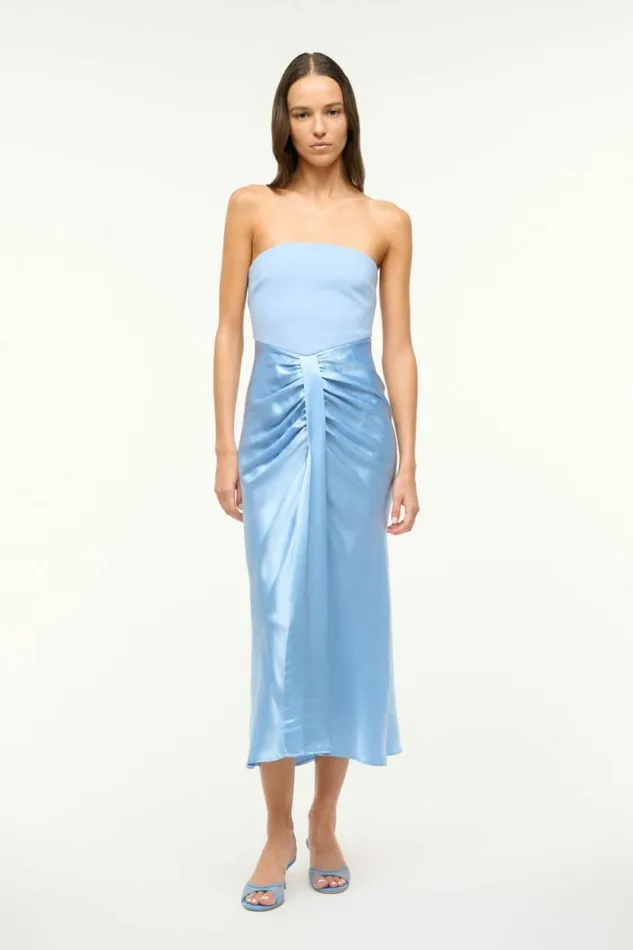 STAUD The Evening Edit MIDI WAYFARING DRESS Azure 8211 Women