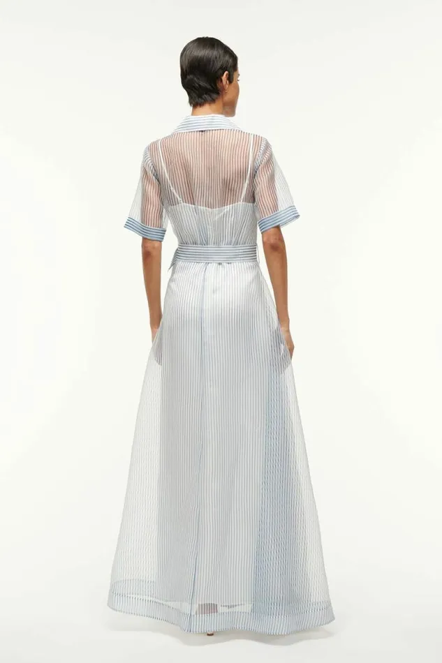 STAUD The Evening Edit MILLIE DRESS Ivory Micro Stripe 8211 Women