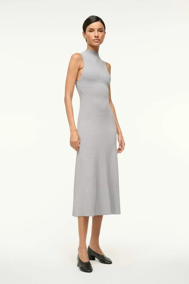 STAUD The Knit Shop MALACHITE DRESS Speckle Grey 8211 Women STAUD The Knit Shop MALACHITE DRESS Speckle Grey 8211 Women