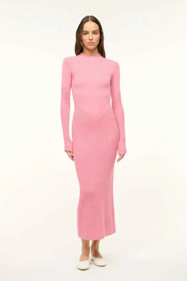 STAUD The Knit Shop RAMONA DRESS Damask Pink 8211 Women