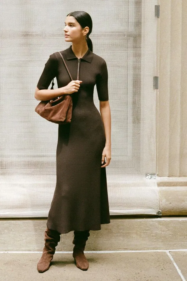 STAUD The Knit Shop ROLAND DRESS Earth 8211 Women STAUD The Knit Shop ROLAND DRESS Earth 8211 Women