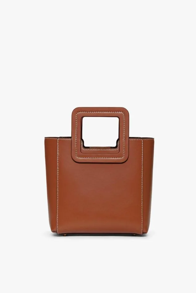 STAUD Totes MINI SHIRLEY LEATHER BAG Saddle 8211 Women