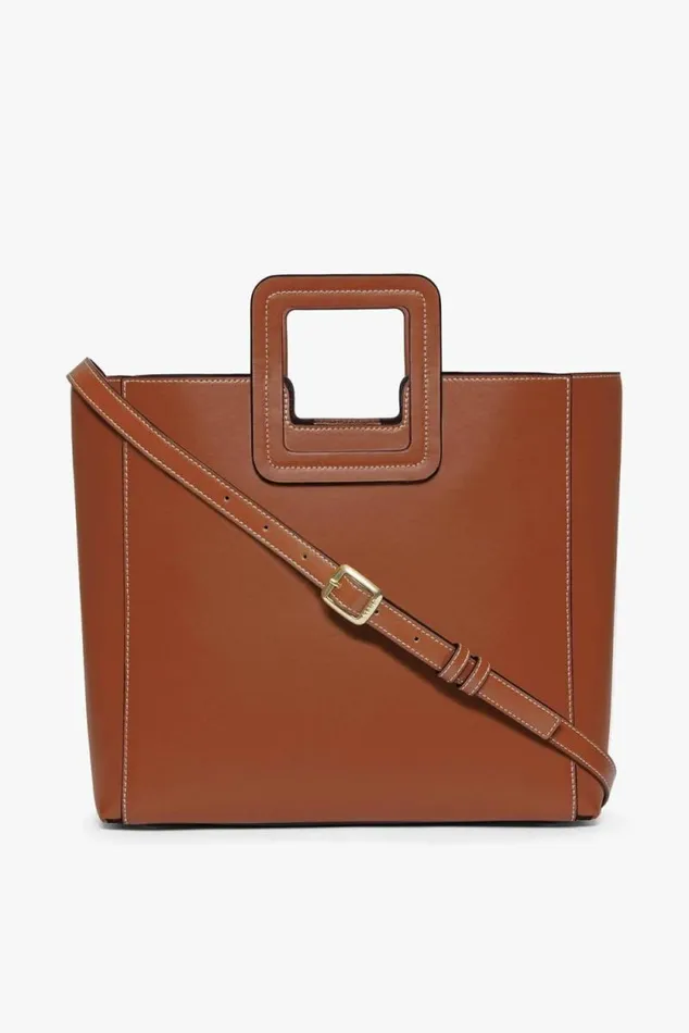 STAUD Totes SHIRLEY LEATHER BAG Saddle 8211 Women