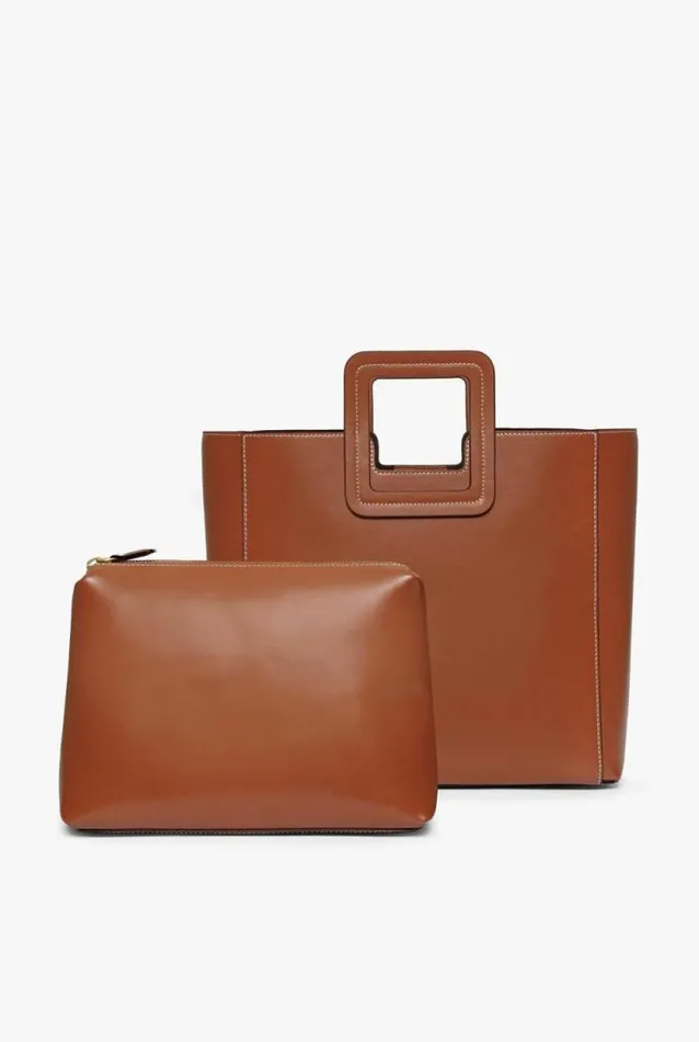 STAUD Totes SHIRLEY LEATHER BAG Saddle 8211 Women