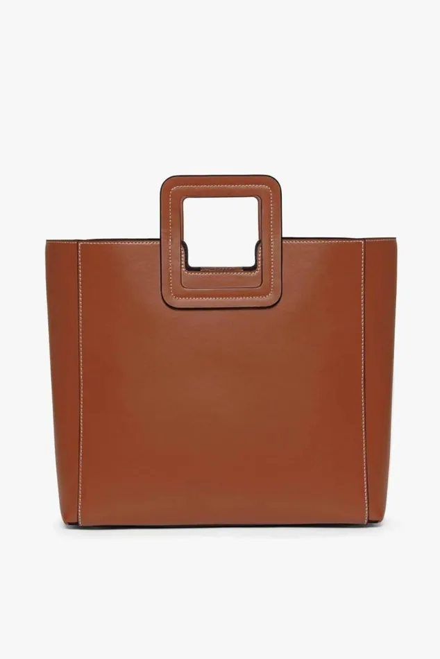 STAUD Totes SHIRLEY LEATHER BAG Saddle 8211 Women
