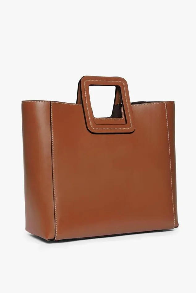 STAUD Totes SHIRLEY LEATHER BAG Saddle 8211 Women