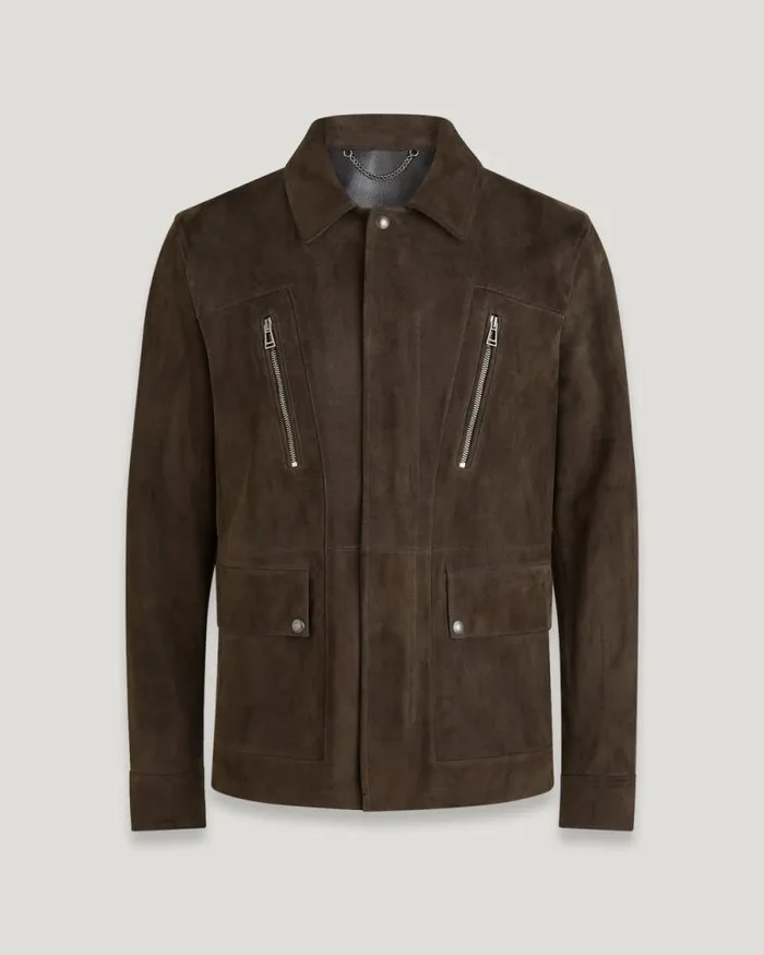 Suede and Shearling Jackets Men Belstaff Continental Jacket Burnt Oak
