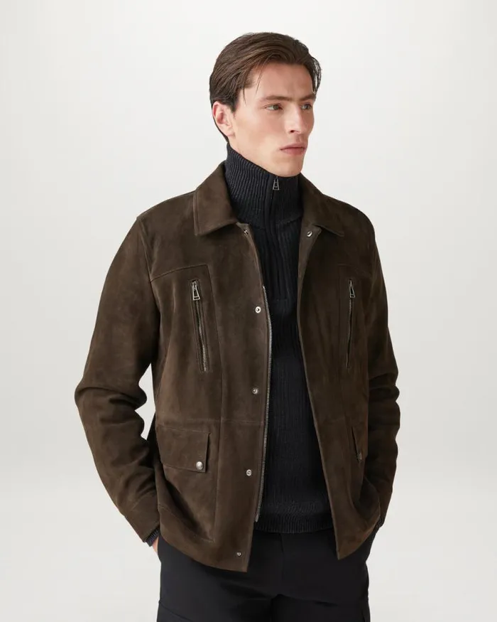 Suede and Shearling Jackets Men Belstaff Continental Jacket Burnt Oak