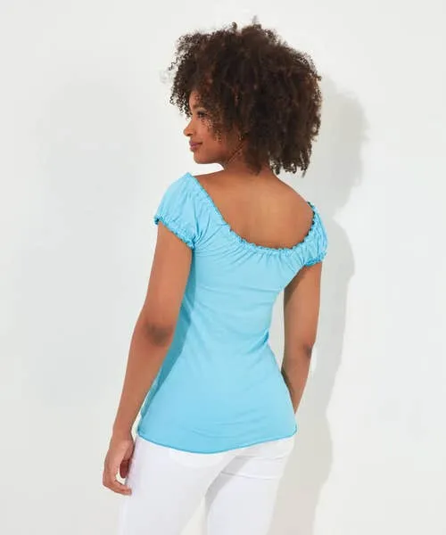 Summertime Boho Top Aqua Apparel Tops Tunics and Blouses Joebrowns