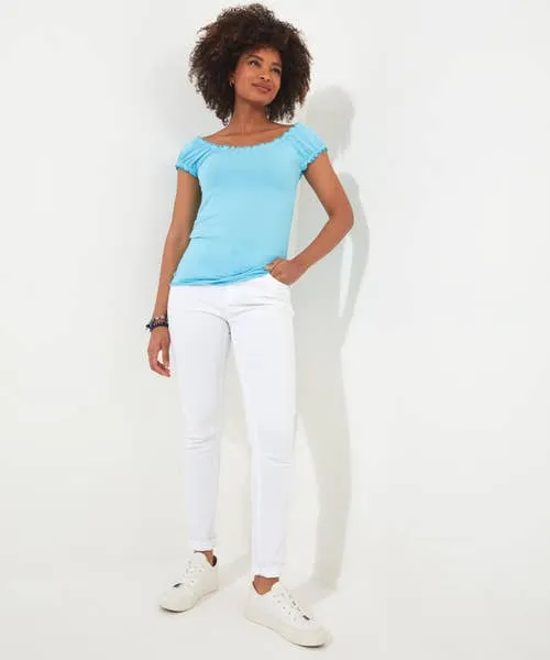 Summertime Boho Top Aqua Apparel Tops Tunics and Blouses Joebrowns