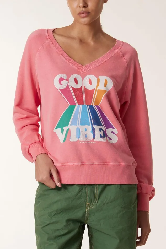 Sweatshirts Women Leon and Harper Shiva Vibes Sweatshirt Coral