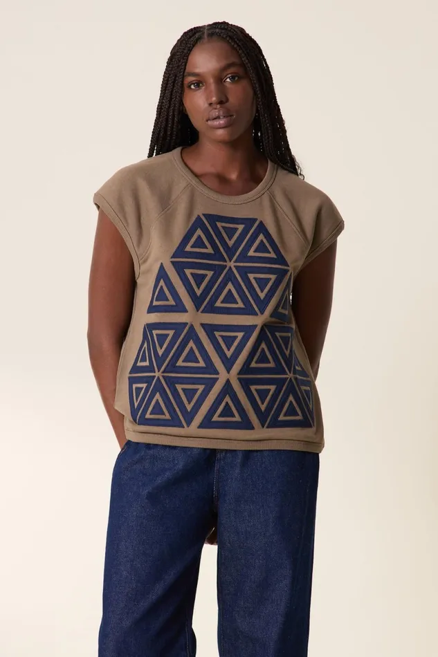 Sweatshirts Women Leon and Harper Sirop Triangle Sweatshirt Sage