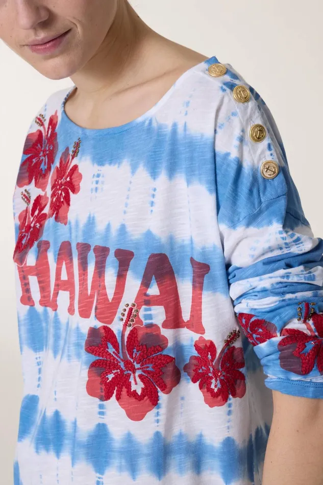 Sweatshirts Women Leon and Harper Thilla Hawai Tshirt Blue