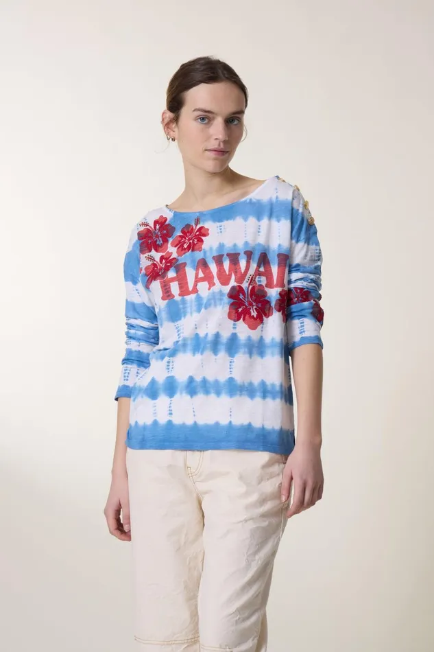 Sweatshirts Women Leon and Harper Thilla Hawai Tshirt Blue