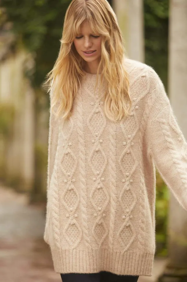 Sylvie Cable Longline Jumper Beige Women Needle and Thread Exclusives