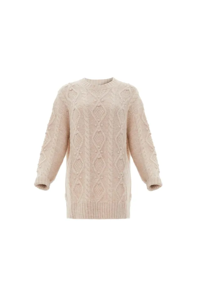 Sylvie Cable Longline Jumper Beige Women Needle and Thread Exclusives