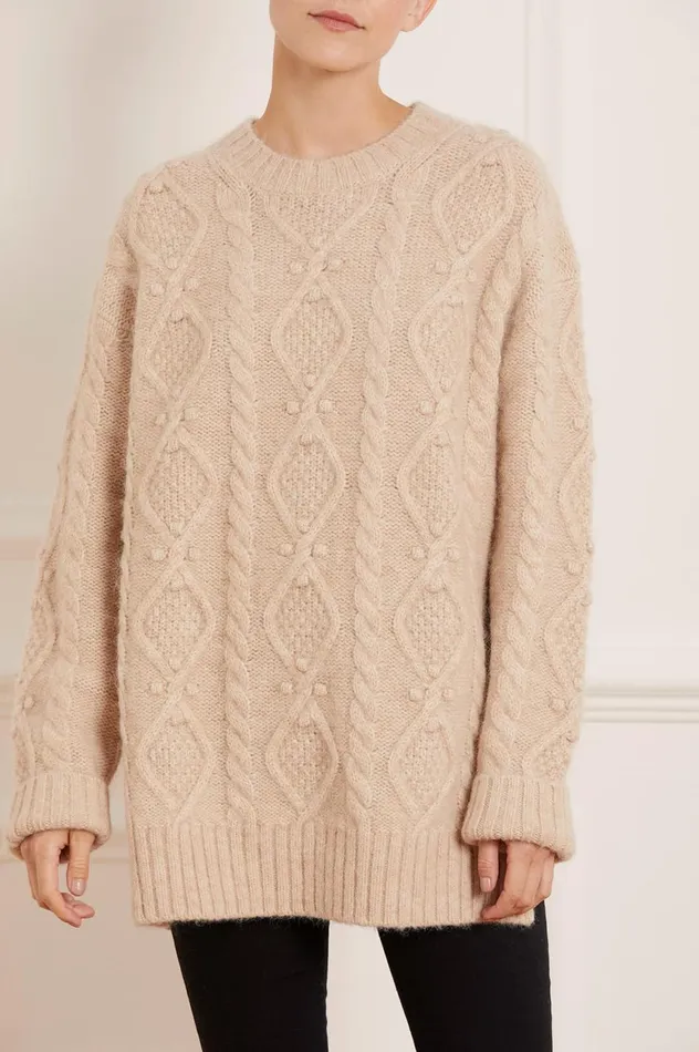 Sylvie Cable Longline Jumper Beige Women Needle and Thread Exclusives