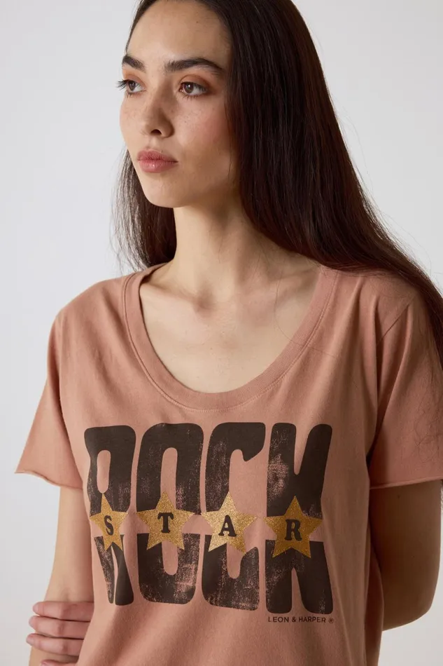 TShirts and Tops Women Leon and Harper Tizia Stars TShirt Peach