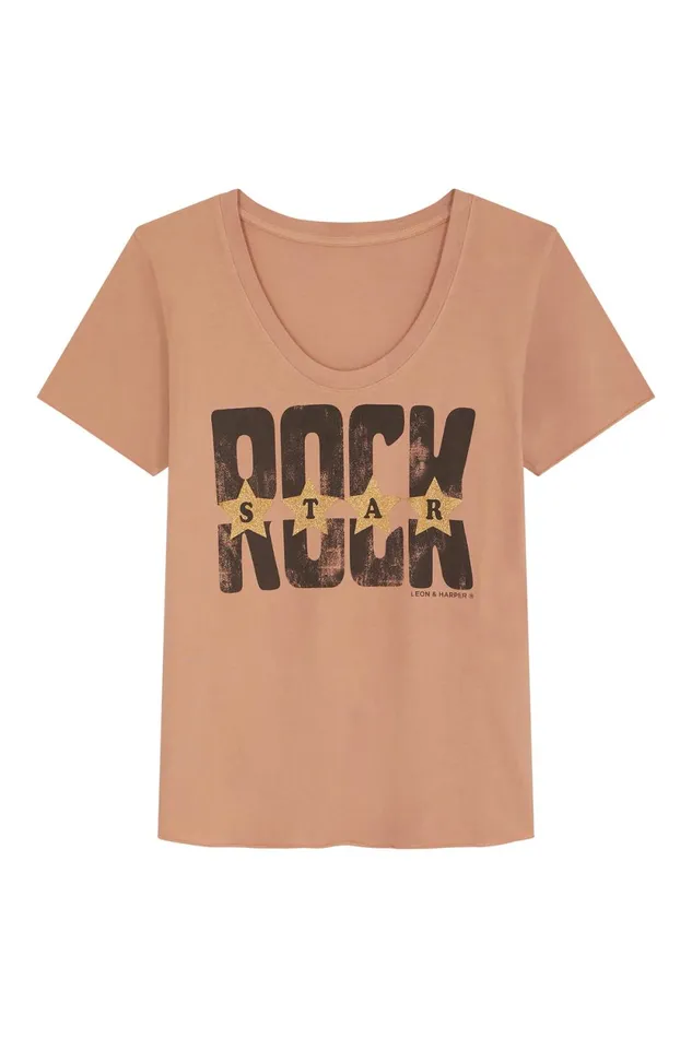 TShirts and Tops Women Leon and Harper Tizia Stars TShirt Peach