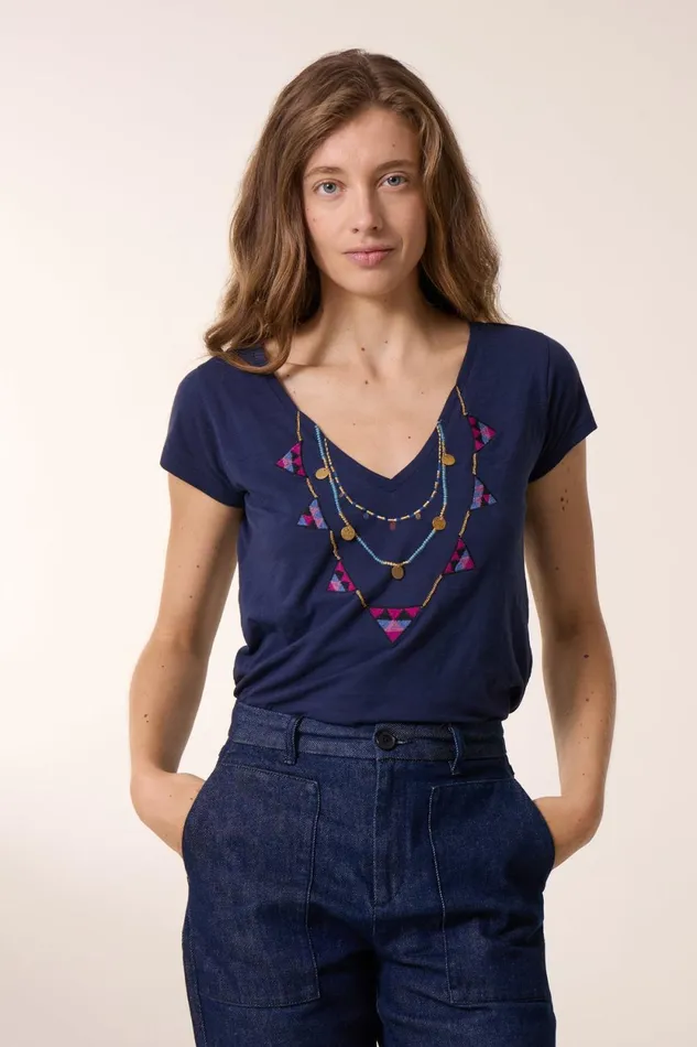 TShirts and Tops Women Leon and Harper Tonton Brodery TShirt Navy