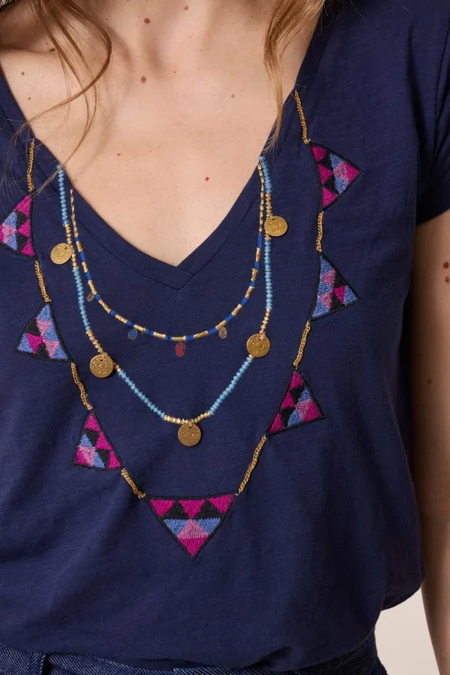 TShirts and Tops Women Leon and Harper Tonton Brodery TShirt Navy