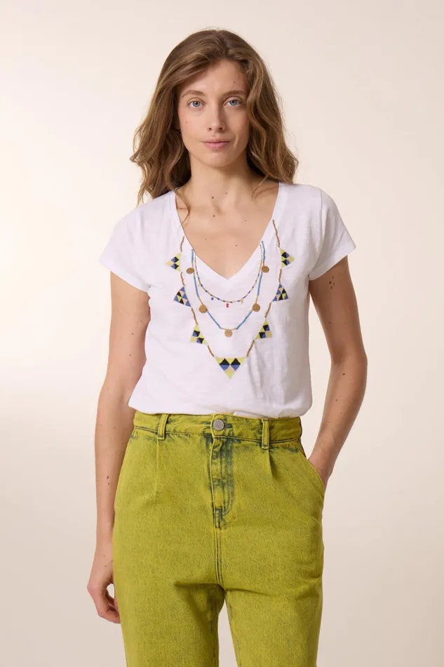 TShirts and Tops Women Leon and Harper Tonton Brodery TShirt White