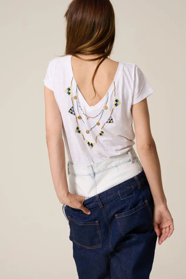 TShirts and Tops Women Leon and Harper Tonton Brodery TShirt White