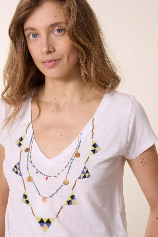 TShirts and Tops Women Leon and Harper Tonton Brodery TShirt White
