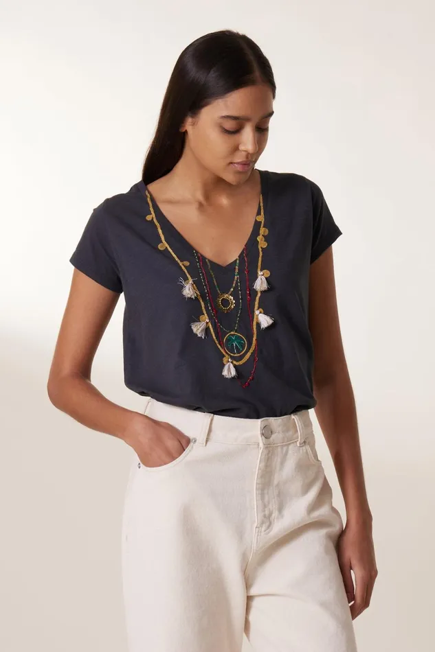 TShirts and Tops Women Leon and Harper Tonton Chain Tshirt Carbone