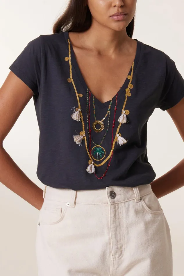 TShirts and Tops Women Leon and Harper Tonton Chain Tshirt Carbone