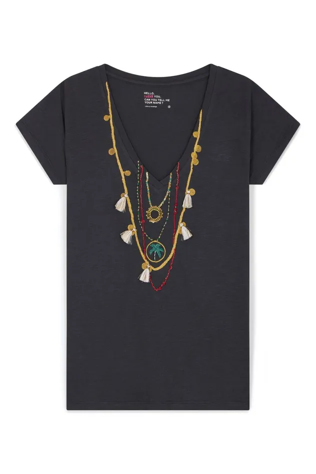 TShirts and Tops Women Leon and Harper Tonton Chain Tshirt Carbone