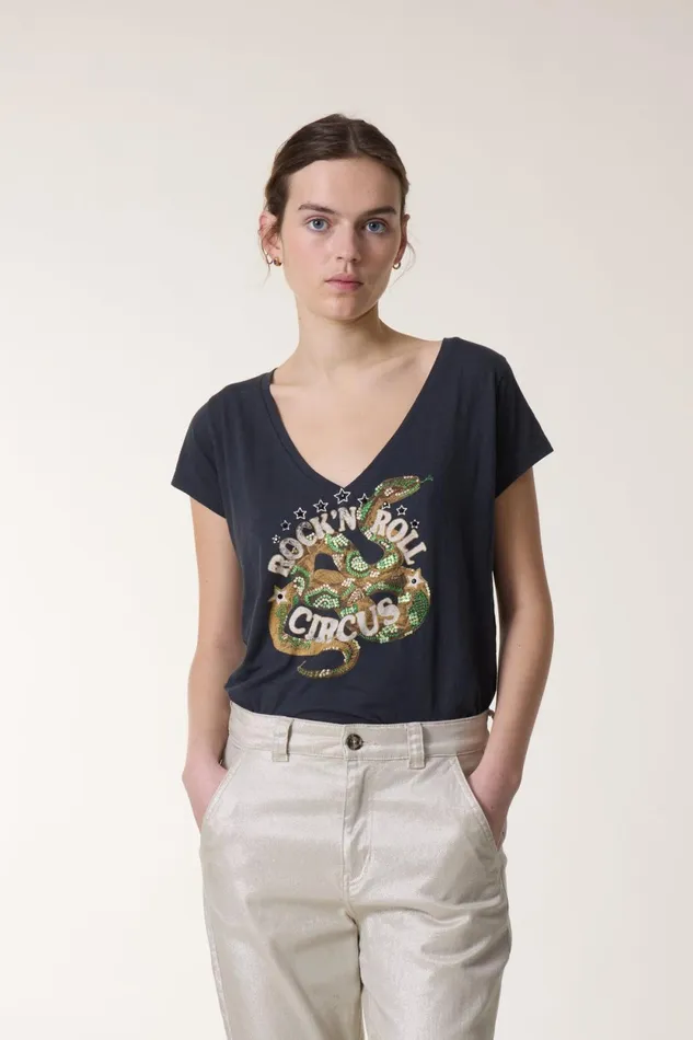 TShirts and Tops Women Leon and Harper Tonton Snaake Tshirt Carbone