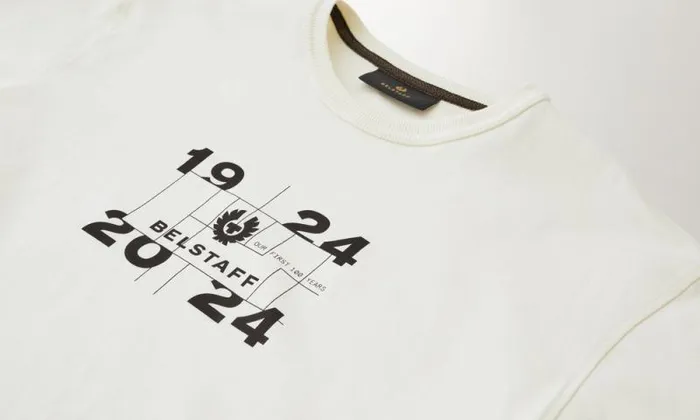 TShirts Men Belstaff Centenary Logo TShirt Chalk