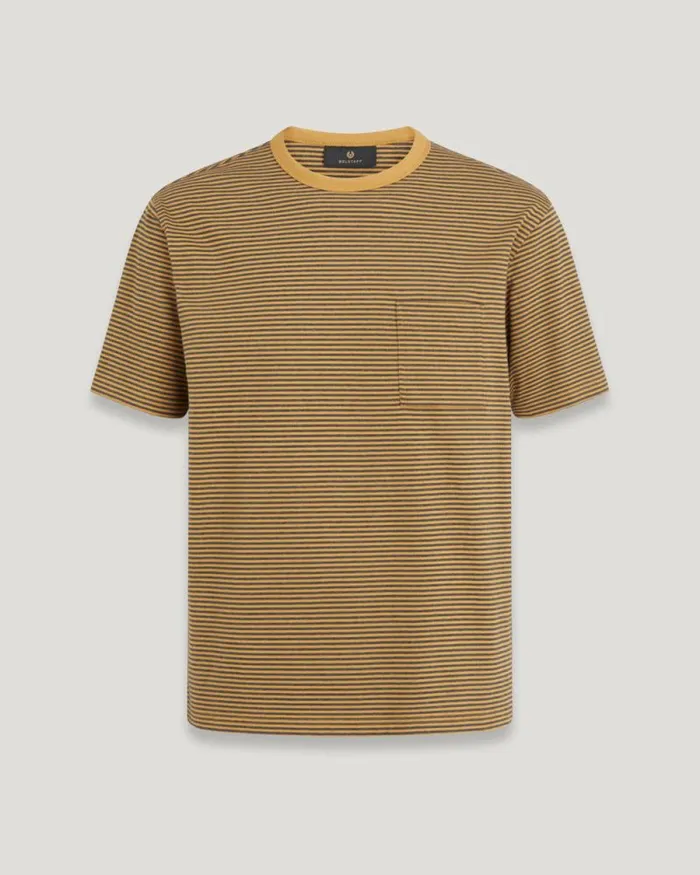 TShirts Men Belstaff Drum TShirt Glaze Yellow Charcoal Heather