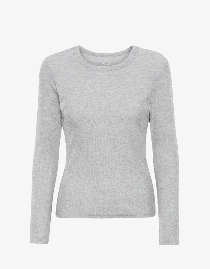 TShirts Women Women Organic Rib LS TShirt 8211 Heather Grey Colorfulstandard