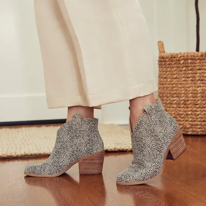 Toms Boots and Booties Constance Heeled Boot Mini Cheetah Suede 8211 Women