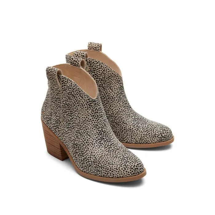 Toms Boots and Booties Constance Heeled Boot Mini Cheetah Suede 8211 Women