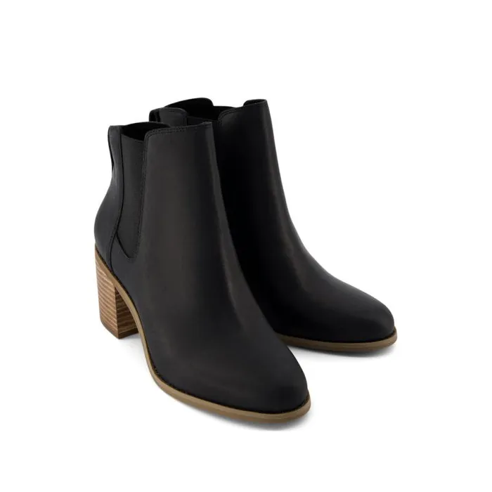 Toms Boots and Booties Evelyn Chelsea Heeled Boot Black Leather 8211 Women