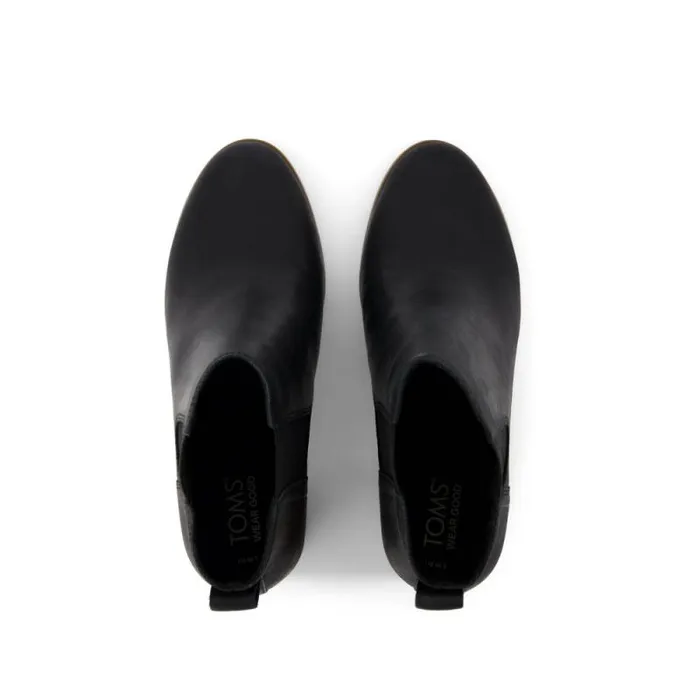 Toms Boots and Booties Evelyn Chelsea Heeled Boot Black Leather 8211 Women