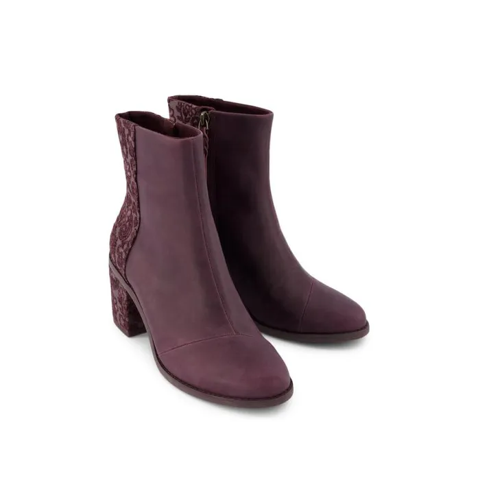 Toms Boots and Booties Evelyn Heeled Boot Blackberry Leather Brocade 8211 Women Toms Boots and Booties Evelyn Heeled Boot Blackberry Leather Brocade 8211 Women