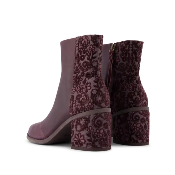 Toms Boots and Booties Evelyn Heeled Boot Blackberry Leather Brocade 8211 Women Toms Boots and Booties Evelyn Heeled Boot Blackberry Leather Brocade 8211 Women