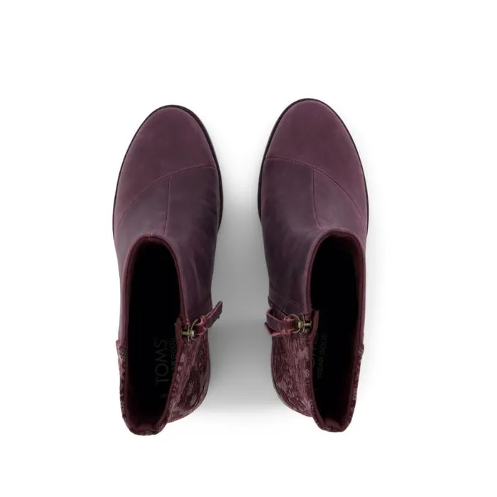 Toms Boots and Booties Evelyn Heeled Boot Blackberry Leather Brocade 8211 Women Toms Boots and Booties Evelyn Heeled Boot Blackberry Leather Brocade 8211 Women
