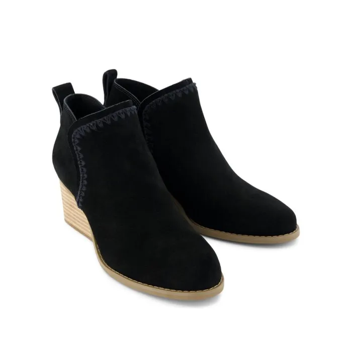 Toms Boots and Booties Kaia Wedge Ankle Boot Suede Black 8211 Women