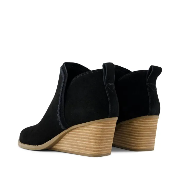 Toms Boots and Booties Kaia Wedge Ankle Boot Suede Black 8211 Women