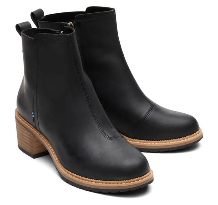 Toms Boots and Booties Marina Heeled Boot Black Leather 8211 Women Toms Boots and Booties Marina Heeled Boot Black Leather 8211 Women