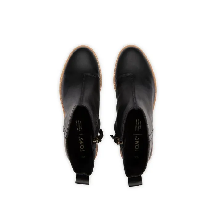 Toms Boots and Booties Marina Heeled Boot Black Leather 8211 Women Toms Boots and Booties Marina Heeled Boot Black Leather 8211 Women